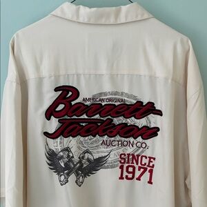 Barrett Jackson short sleeve shirt XXL ivory with red embroidery logo